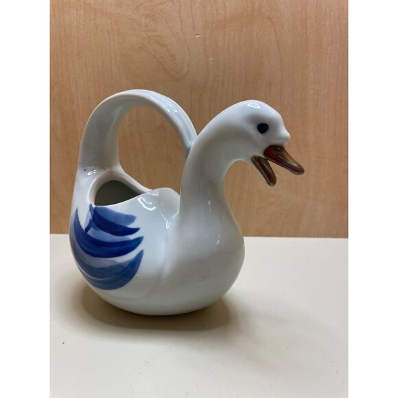 Small Vintage Takahashi Blue Ware Porcelain Swan/Goose Planter, Watering, Vase - Picture 2 of 10